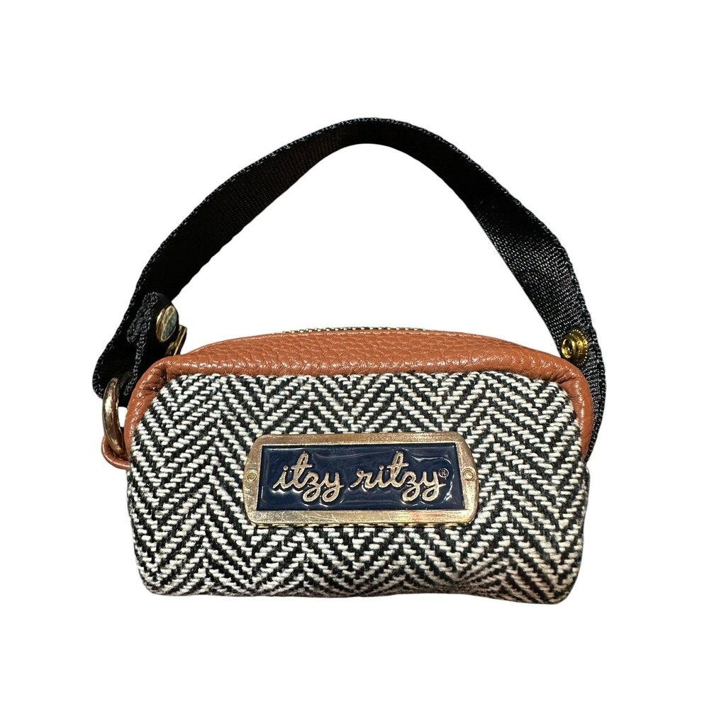 Itzy Ritzy Baby Diaper Bag Pacifier Pod Herringbone Coffee & Cream Zippered Case